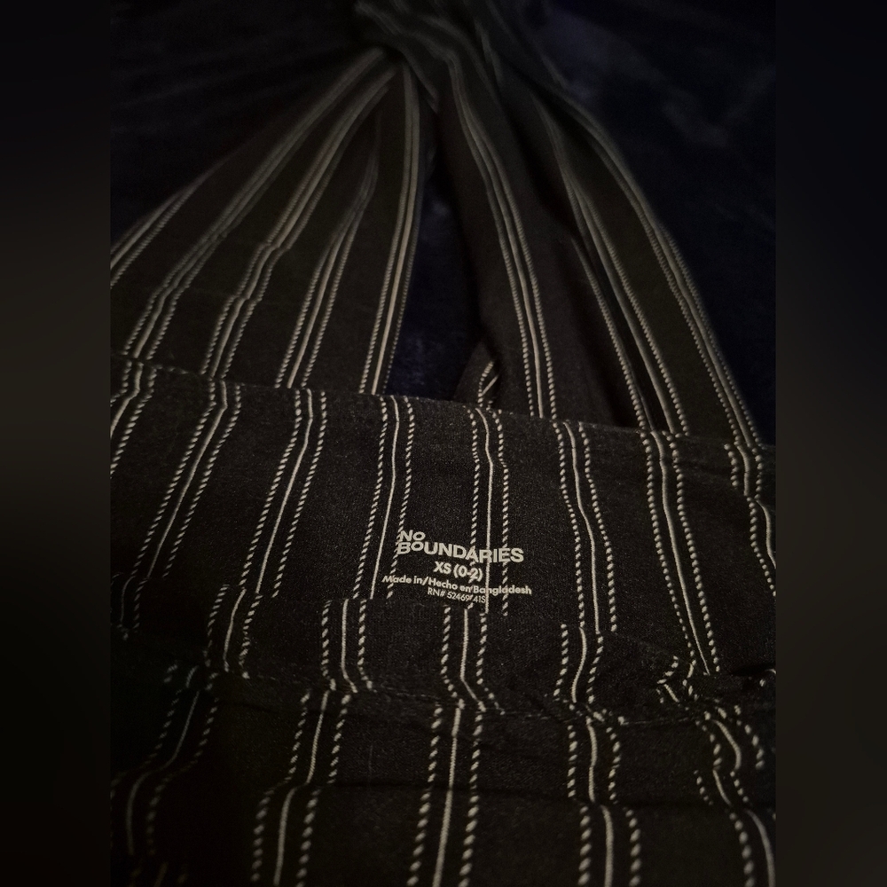 No Boundaries Black and White Striped Pants